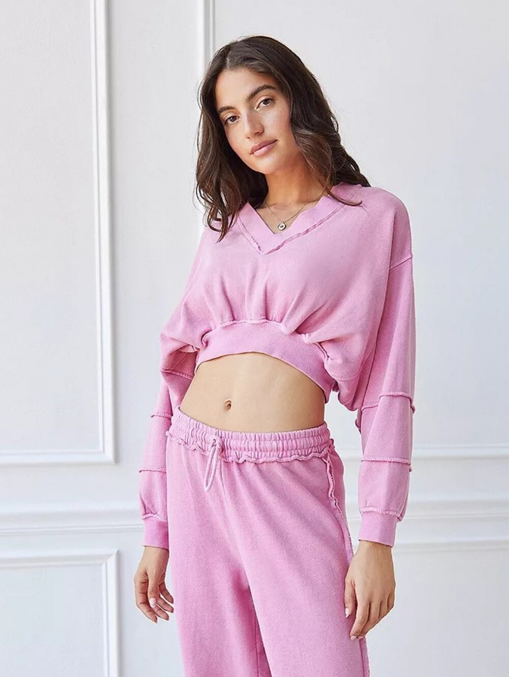 Urban Outfitters Out From Under Rae Cropped Pullover Sweatshirt Pink Size Small
